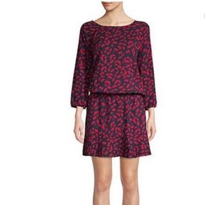 Joie Navy and Red Cherry Drop Waist Mini Dress